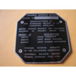 plaque identification Triumph TR3